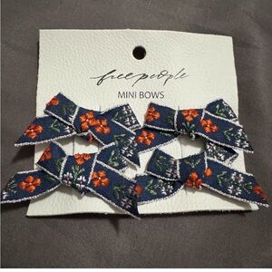 Free People Navy and Orange Mini Bows